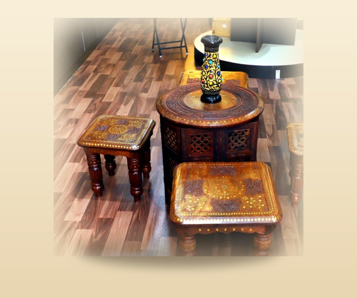 Hunava Jaipur experience center showcasing handcrafted wooden furniture