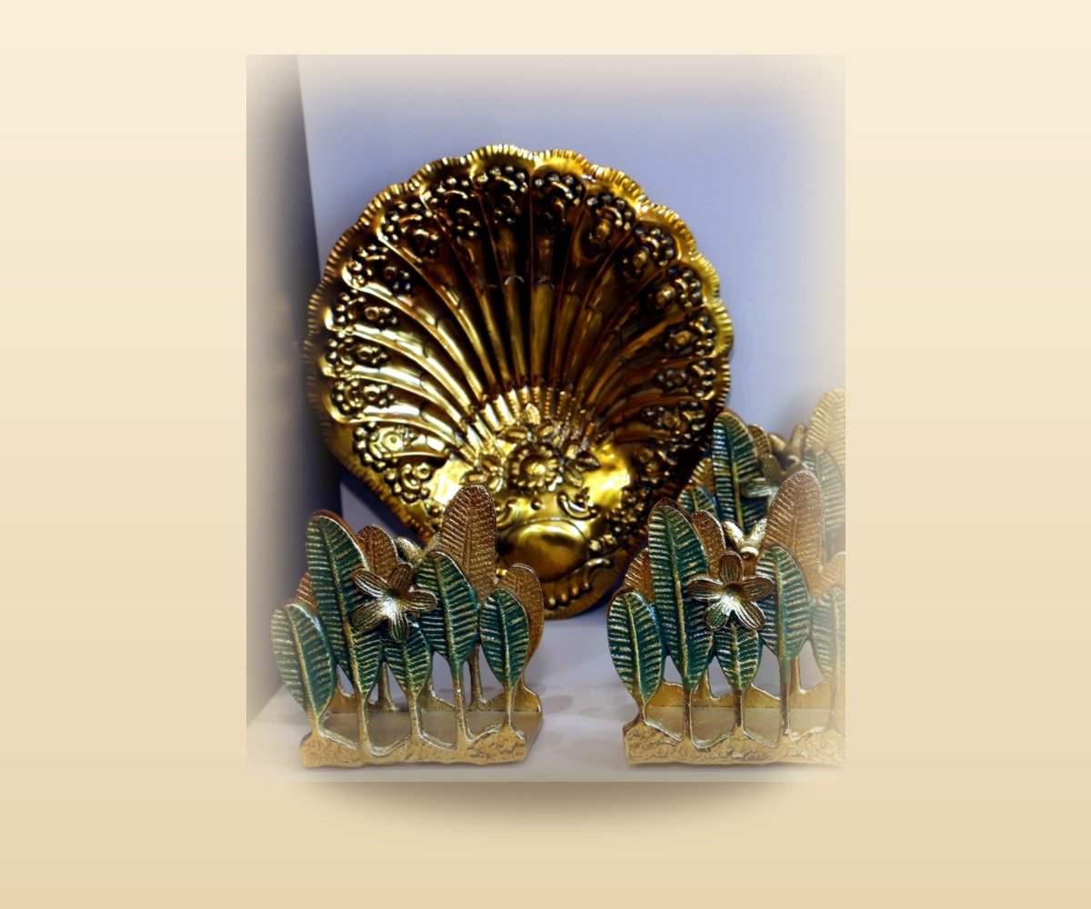 Brass Peacock Fan Wall Décor