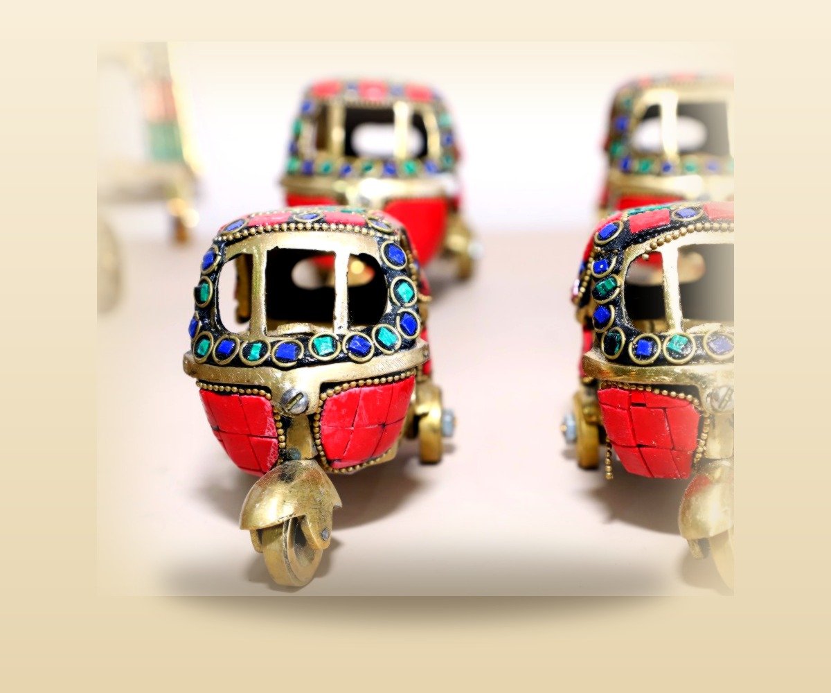 Meenakari Jewelled Brass Palanquin Pair